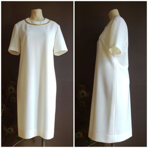 VTG 70s White Jersey Tee Shirt Dress